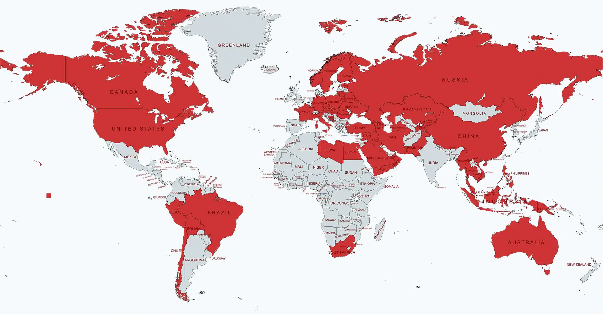 Global export map showing Darwinheat coverage